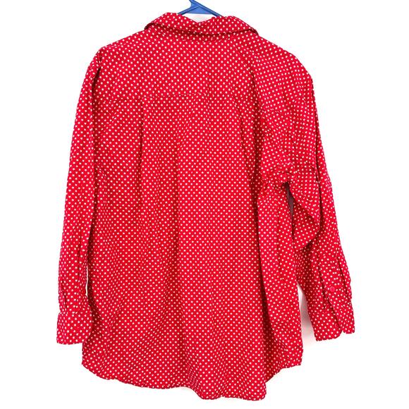 IZOD Size Medium Button Up Long‎ Sleeve Red White Star Pattern Shirt 100% Cotton - Picture 2 of 4